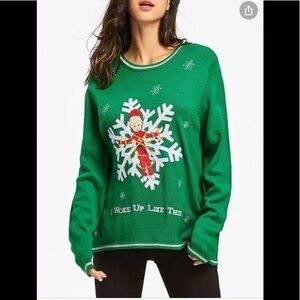 Vintage Ugly Christmas Sweater Embroidered Green